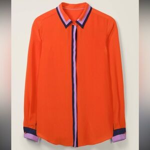 Boden Orange Sunset Silk Shirt sz 10